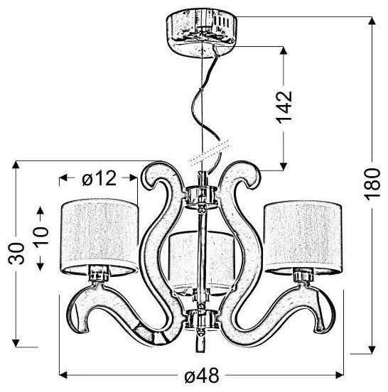 Lustră LED pe cablu AMBROSIA 3xE14/40W/230V + LED/18,4W cupru