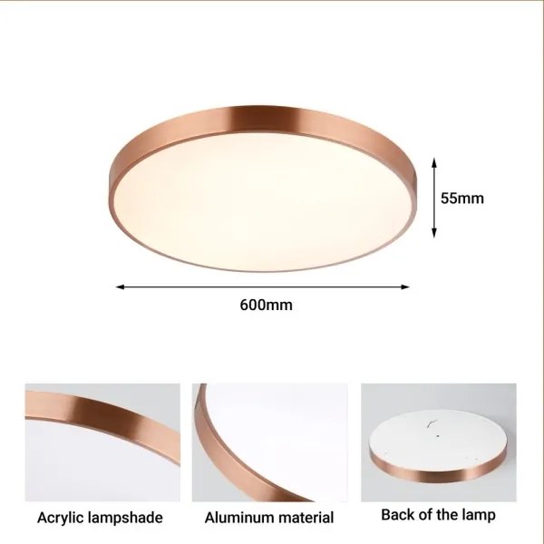 Immax NEO 07322L-LED plafonieră cu reglaj al luminozității NEO LITE SEMPLICI 60W/230V Ø60 cm, finisaj cupru + telecomandă