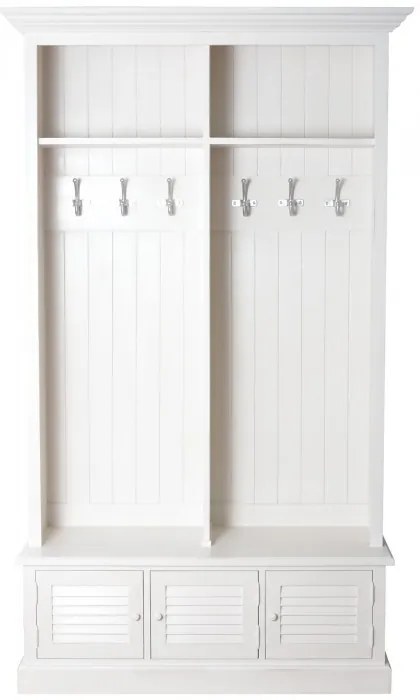 Cuier de perete alb, din lemn de pin, cu aspect clasic, Porte Manteau