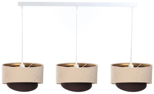 Lustră pe cablu GALAXY 3xE27/60W/230V bej/maro/aurie