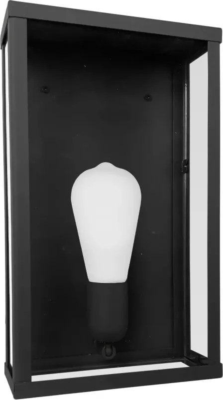 Aplica de perete exterior din otel negru Lantern