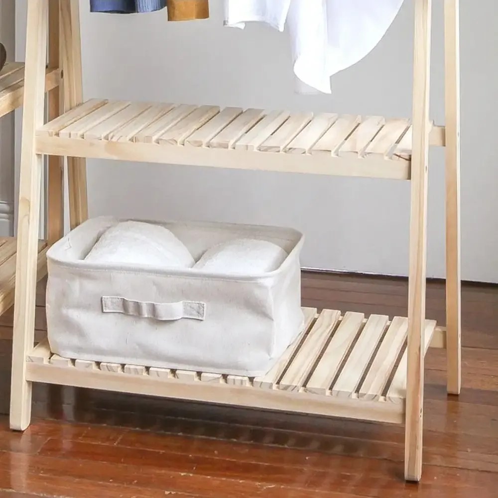 Suport pentru umerase,pantofar,2 rafturi si din lemn masif,natur,148 cm