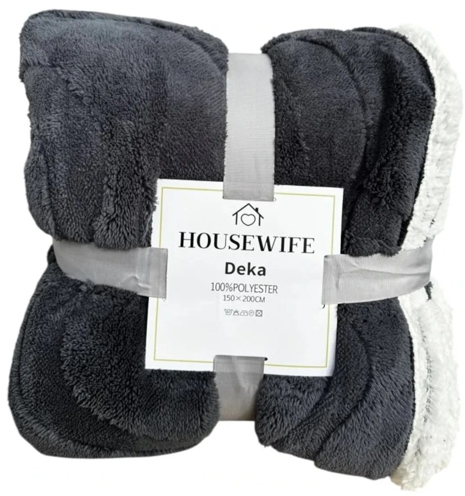 Patura luxoasa din microplus imitatia de miel NESTIVE gri inchis Dimensiune: 200 x 230 cm