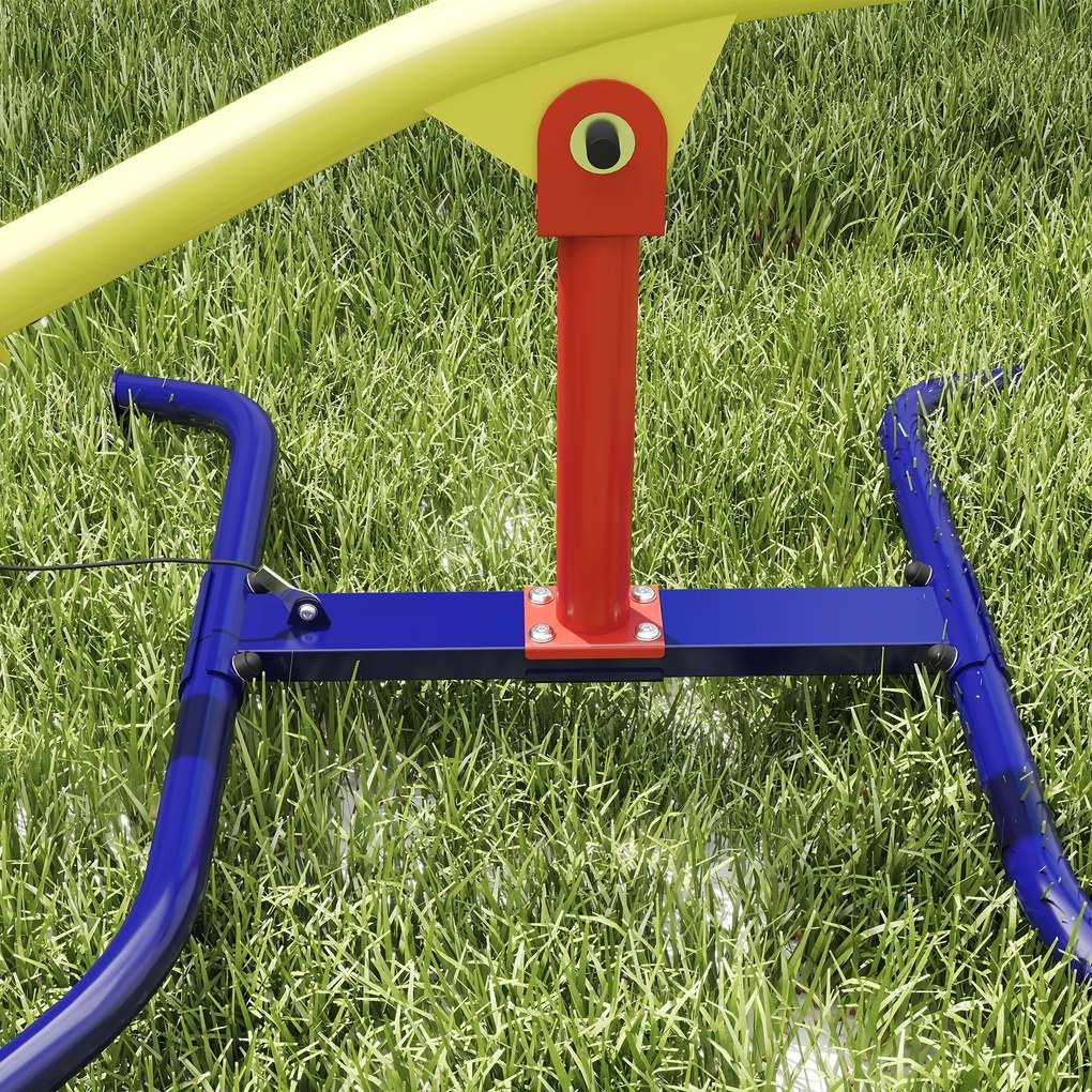 AIYAPLAY Balansoar pentru Copii Rotativ 360°, Capacitate 200kg, 2 Locuri cu Mânere Antiderapante, Scaune Capitonate, Spătar, Roți, 253x96x75 cm, 3-12 Ani | Aosom Romania