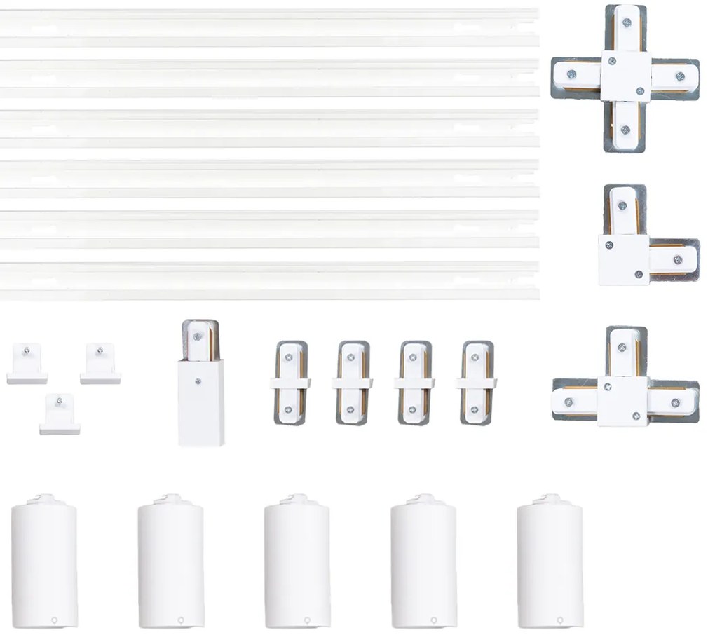 Sistem de iluminat modern pe șină cu 5 spoturi albe monofazate GU10 35mm - Iconic Ruby