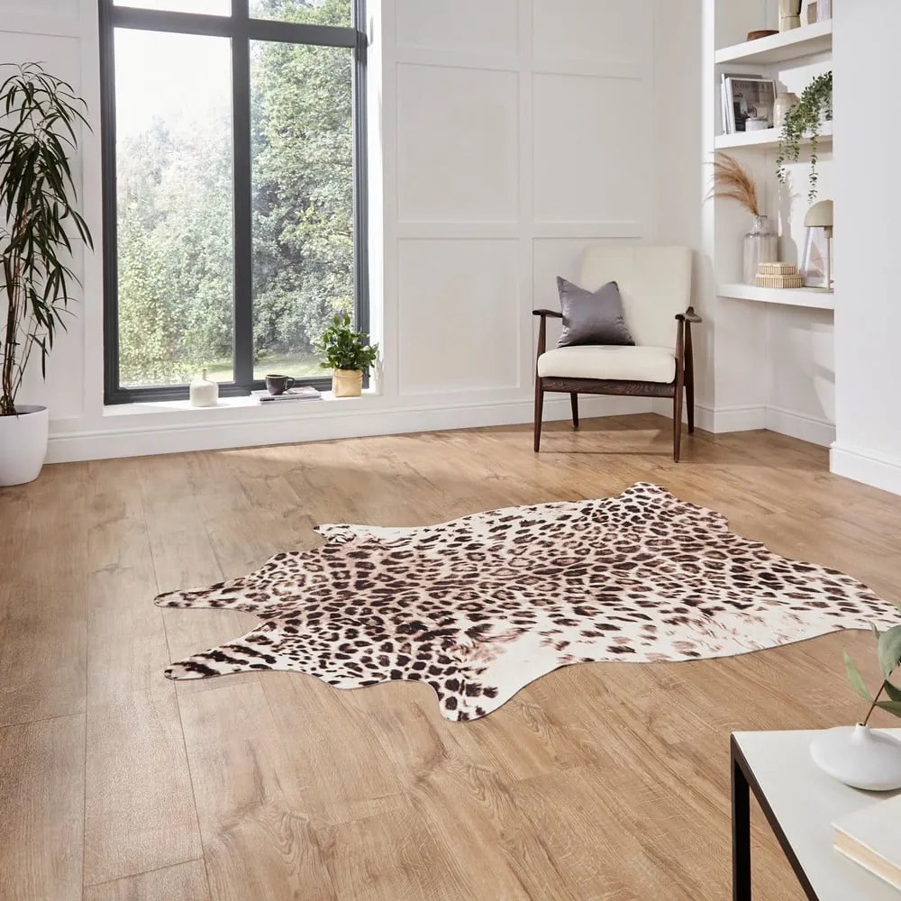 Covor maro/bej 155x130 cm Faux Leopard - Think Rugs