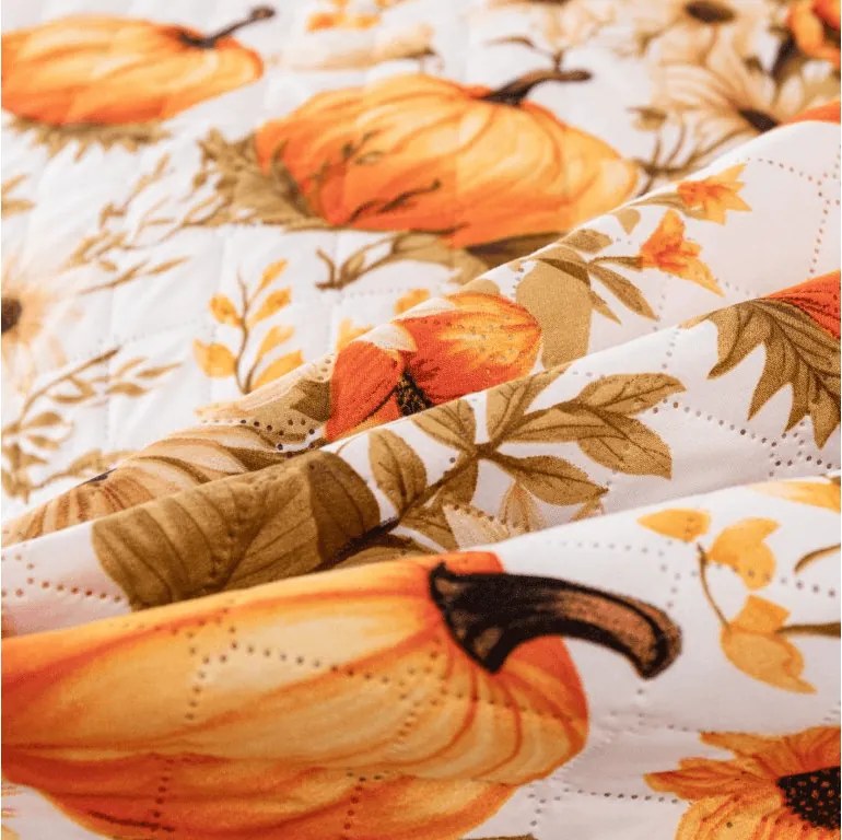 Cuvertura de pat FLOWERS AND PUMPKINS, portocaliu Dimensiune: 170 x 210 cm