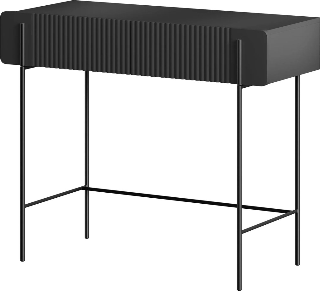 Masă de toaletă Malmi 100 cm - negru mat / picioare negre