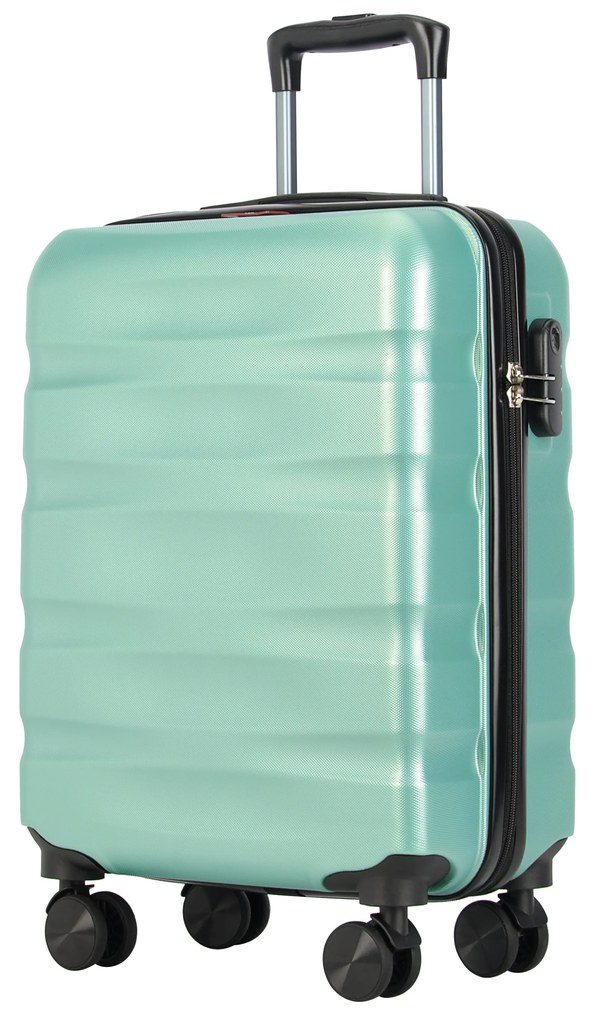 Valiză de cabină cu 4 roți BONTOUR "WAVE" 55x39x20cm, verde prafuit