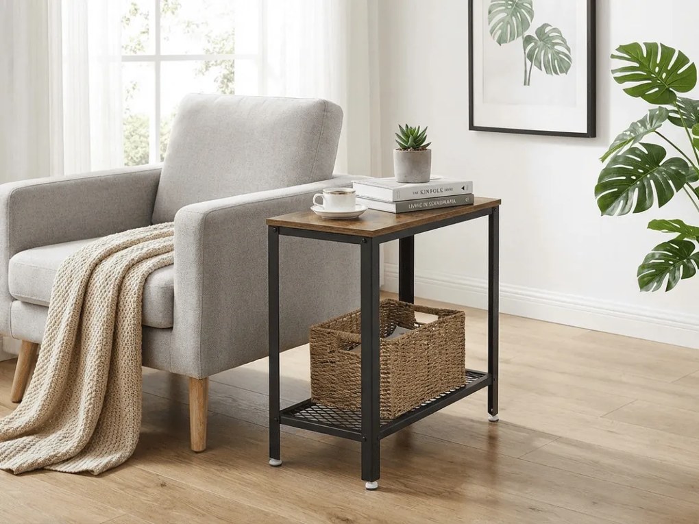 Masuta de cafea cu raft TAYLOR 60x30 cm, maro rustic