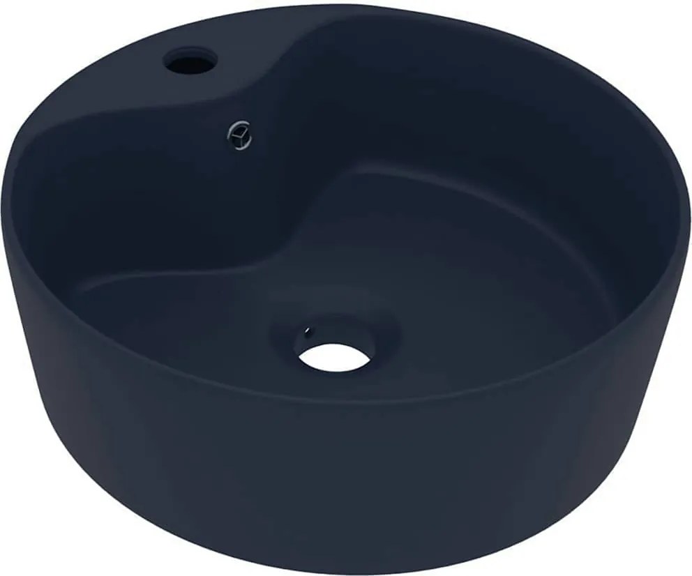 vidaXL Chiuvetă de lux cu preaplin, albastru mat, 36 x 13 cm, ceramică