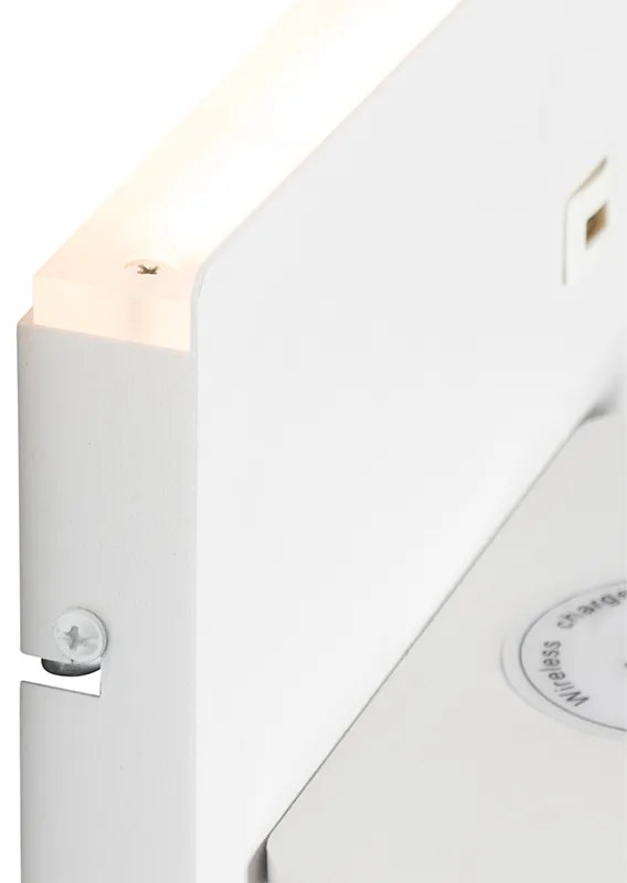 Set de 2 aplice albe incluzând LED cu USB și încărcător prin inducție - Riza
