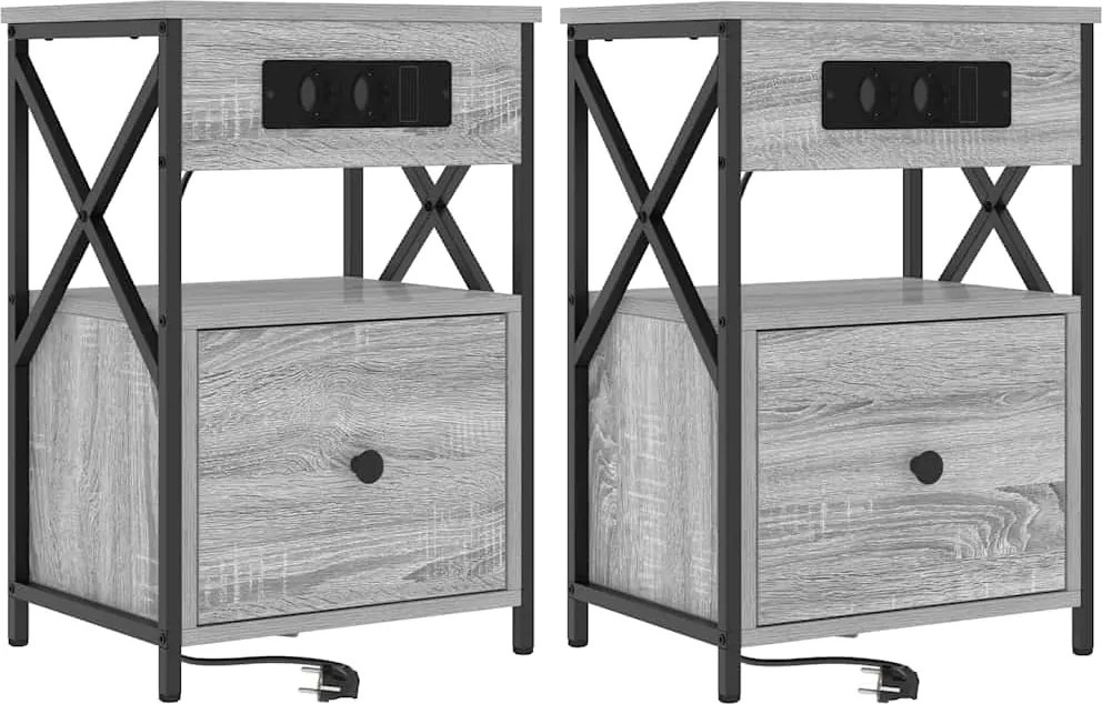 vidaXL Dulap de noapte 2 pcs Gri Sonoma 40 x 31 x 60 cm Lemn compozit