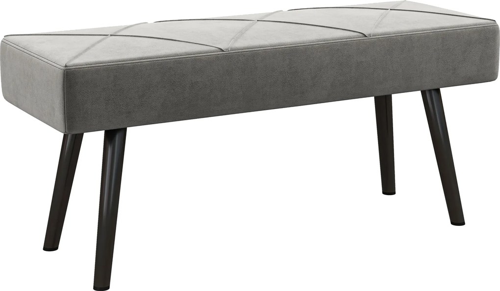HOMCOM Danca Depozitare, Velvet Tapițat, cu Picioare de Oțel, pentru Dormitor, Living, Sufragerie, Hol, 100x36x45 cm, Gri | Aosom Romania