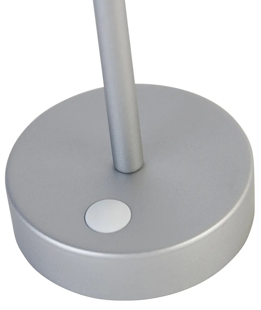 Lampă de masă gri, inclusiv LED reîncărcabil cu dimmer tactil - Renata