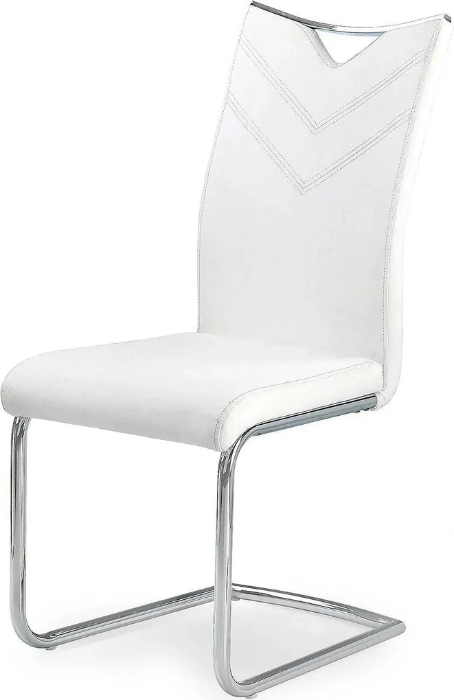 Scaun tapitat K224, alb/crom, piele ecologica/metal, 44X54X100 CM
