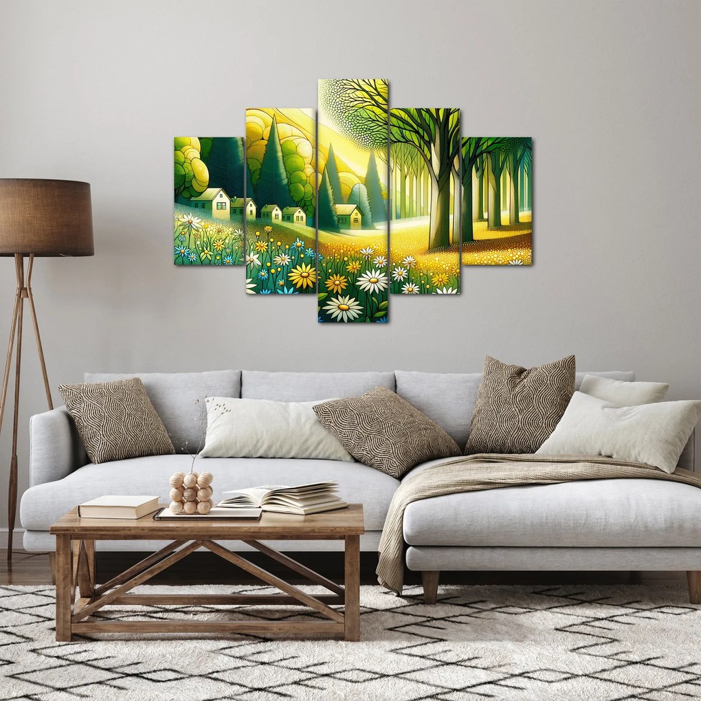 Tablou - Sat în galben-verde (150x105 cm)