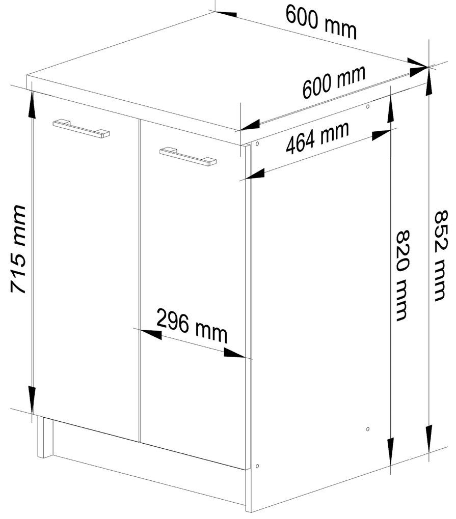 Dulap de bucătărie inferior Organo 602D (alb + grafit). 1117543