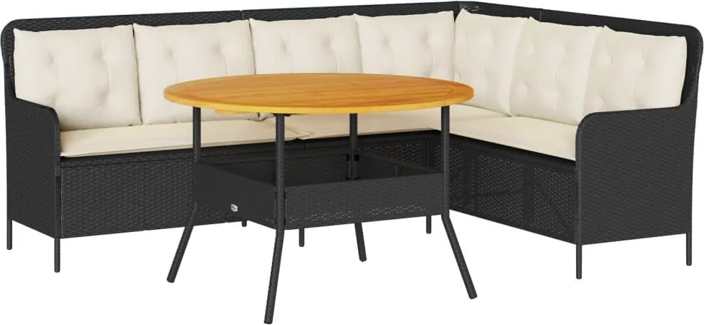 vidaXL Set canapele de grădină cu perne, 2 piese, negru, poliratan