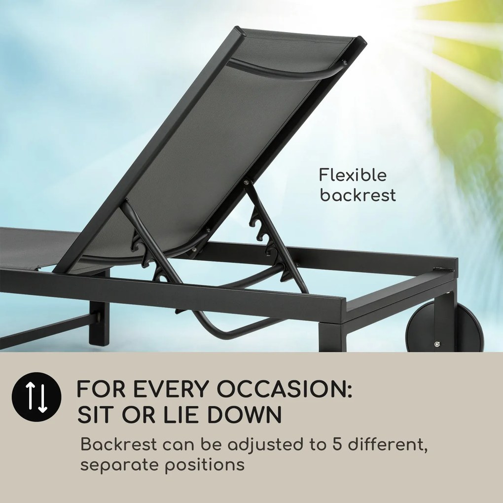 Lucca Lounger, șezlong de grădină, aluminiu, 4 nivele