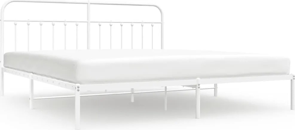 vidaXL Cadru de pat metalic cu tăblie, alb, 193x203 cm