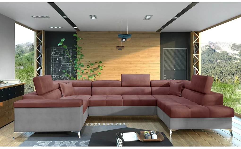 Supermobel Canapea extensibilă în formă de U THIAGO, 350x90x202, monolith 77, dreapta