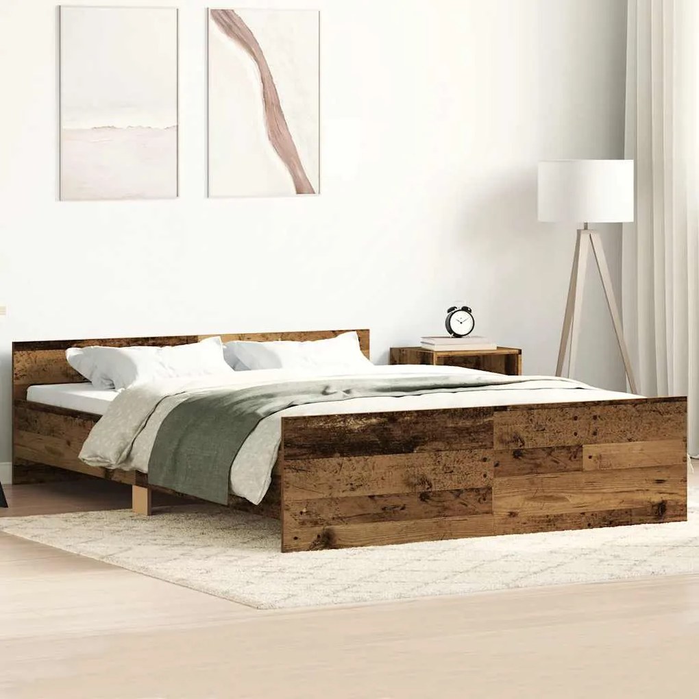 vidaXL Cadru de pat fără saltea Lemn vechi 140x200cm Lemn prelucrat