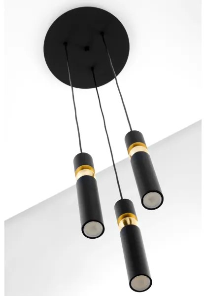 Lustră pe cablu Jupiter 2013 ALAS 3xGU10/10W/230V negru/auriu