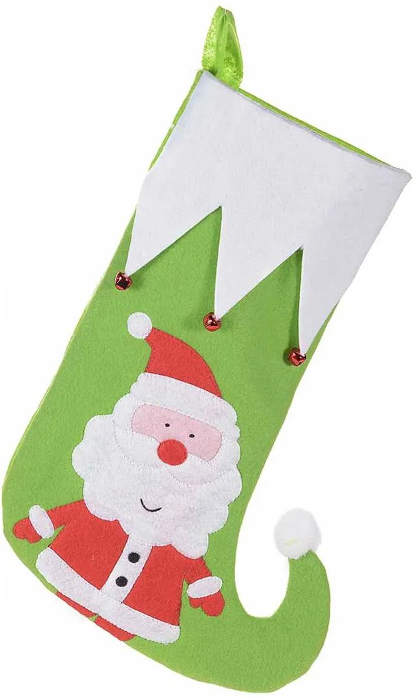 Ciorap decorativ Craciun rosu alb model Mos Craciun 27 cm x 40 h