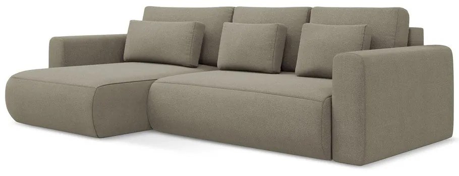 Colțar maro deschis extensibil/cu spațiu de depozitare (cu colț pe partea stângă/cu șezlong) Kapua – Makamii