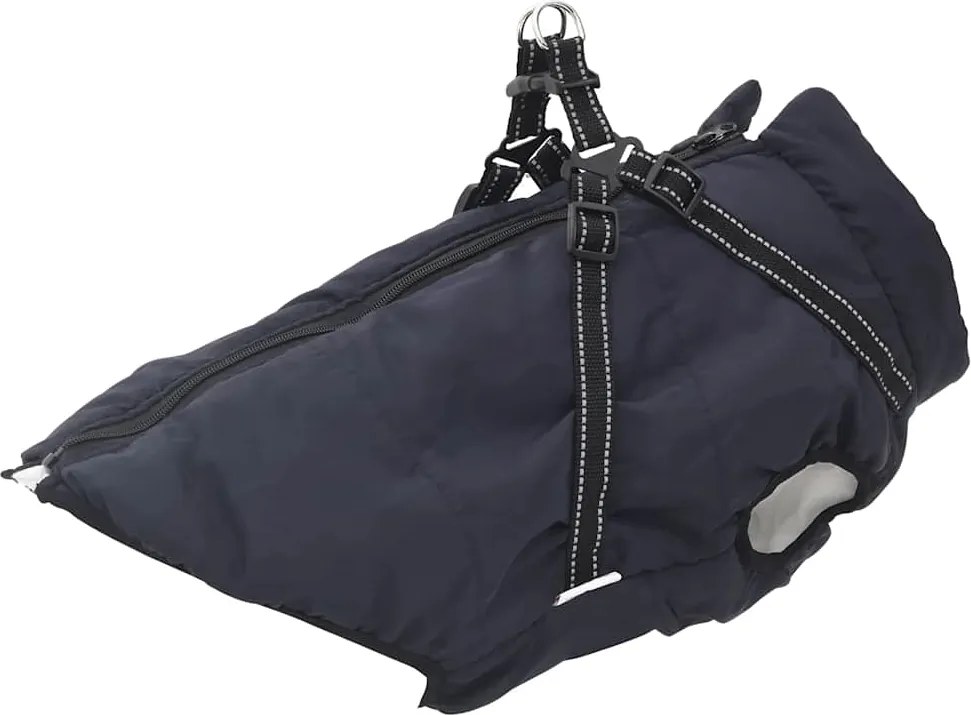 vidaXL Haină câini cu ham impermeabilă reflectorizantă, bleumarin, L44