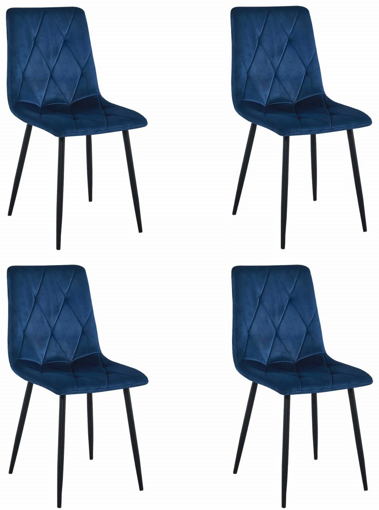 Set Scaune 4 Bucatarie/Dining Fido Catifea Albastra