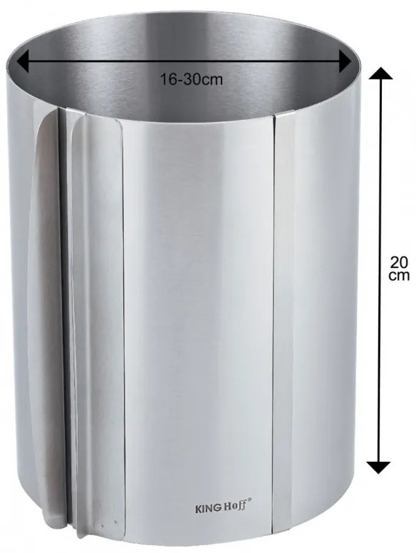 Inel pentru tort Kinghoff KH 1794, 16-30x20 cm, Pereti extensibili, Inox