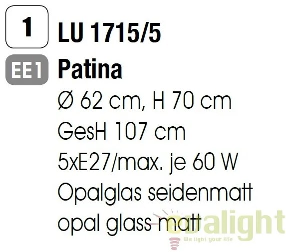 Candelabru stil clasic cu 5 brate Vego LU 1715/5 Patina OR