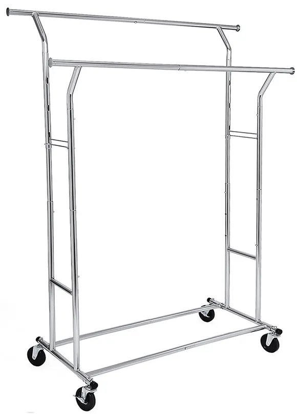 Suport pentru haine reglabil pe înălțime și lățime, argintiu