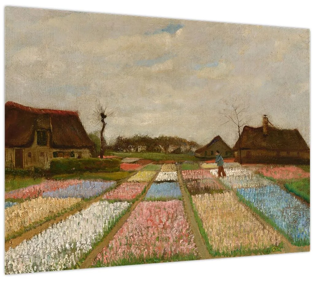 Tablou pe sticlă - Vincent van Gogh, Flower Beds in Holland, reproducere (70x50 cm)