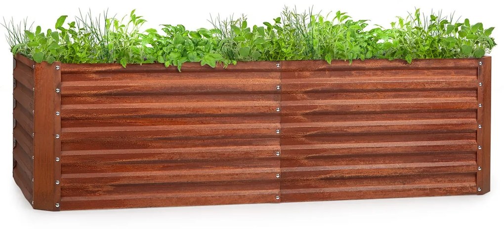 Rust Grow, pat ridicat, pat de flori de grădină, tablă din oțel zincat, finisaj ruginit