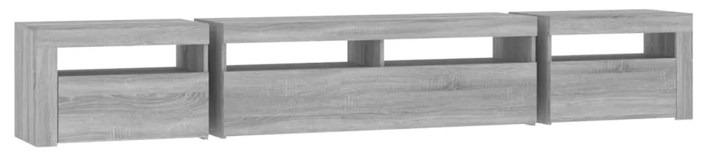 Comoda TV cu lumini LED, gri sonoma, 240x35x40cm 1, sonoma gri, 240 x 35 x 40 cm