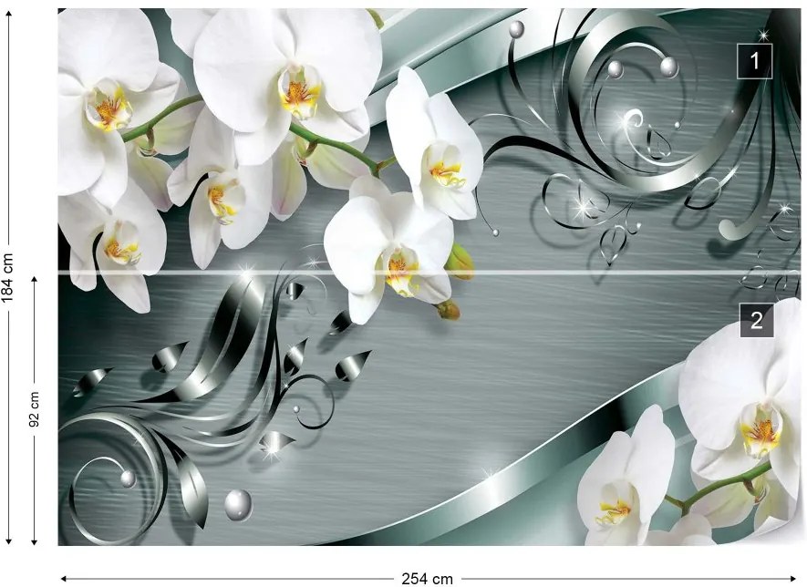 GLIX Fototapet - Luxury Ornamental Design Orchids Vliesová tapeta  - 254x184 cm