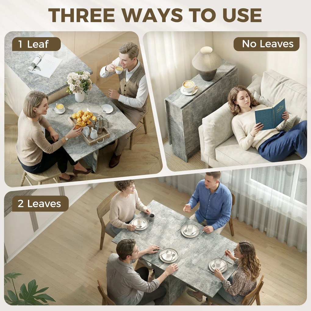 HOMCOM masă de dining, masă pliabilă economisire spațiu, masă economisire spațiu, masă extensibilă masă pliabilă masă economisire spațiu masă cu roți | Aosom Romania