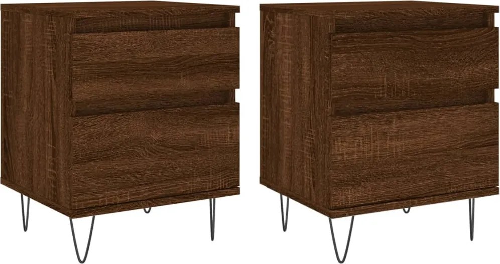 vidaXL Noptiere, 2 buc., stejar maro, 40x35x50 cm, lemn compozit