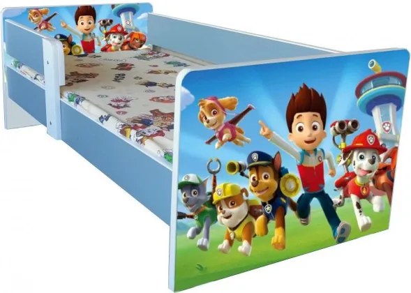 Pat tineret patrula catelusilor ,alb-albastru ,saltea cadou