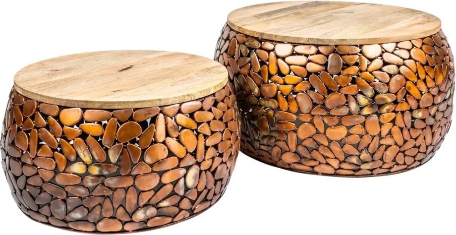 Set de 2 masute design unicat Stone Mosaic, cupru A-41432 VC