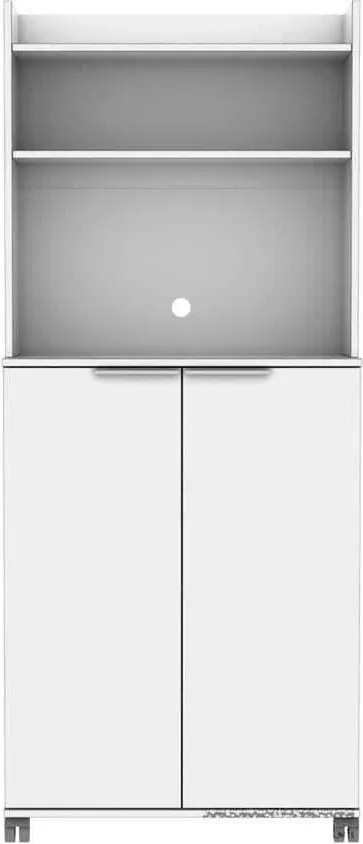 Dulap Multifunctional Adore Diamond, 2 usi, 6 rafturi, cu rotile, Alb Lucios, 73x172x36 cm