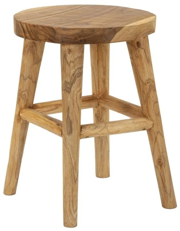 Taburet din lemn de teak reciclat, Ø 40X55 cm, Bulat, Mauro Ferretti