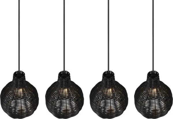 Reality - Lustră pe cablu SPROUT 4xE14/30W/230V negru/ratan
