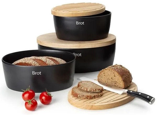 Cutie de pâine 13,5x36 cm neagră/bej Continenta C3732