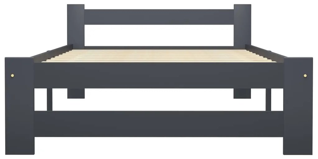 Cadru de pat, gri inchis, 90 x 200 cm, lemn masiv pin Morke gra, 90 x 200 cm