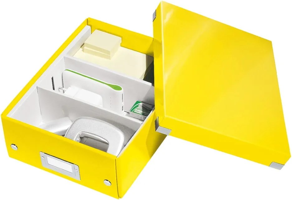 Cutie de depozitare din carton cu capac galbenă Click&Store - Leitz