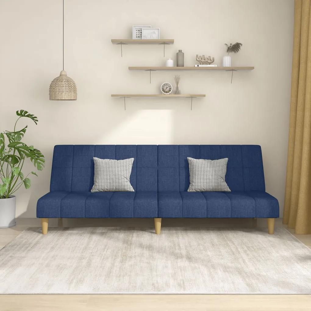 Canapea extensibila cu 2 locuri, albastru, material textil